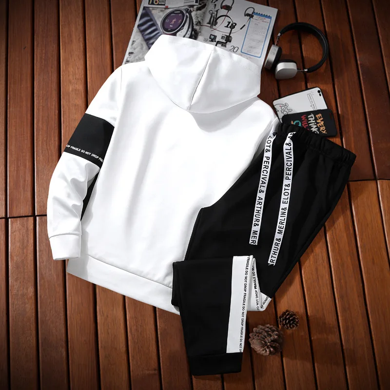 

Spring And Autumn New Style Two-Piece Set Japanese-style Korean-style MEN'S Sweater Students Sports Jackets Hooded Set