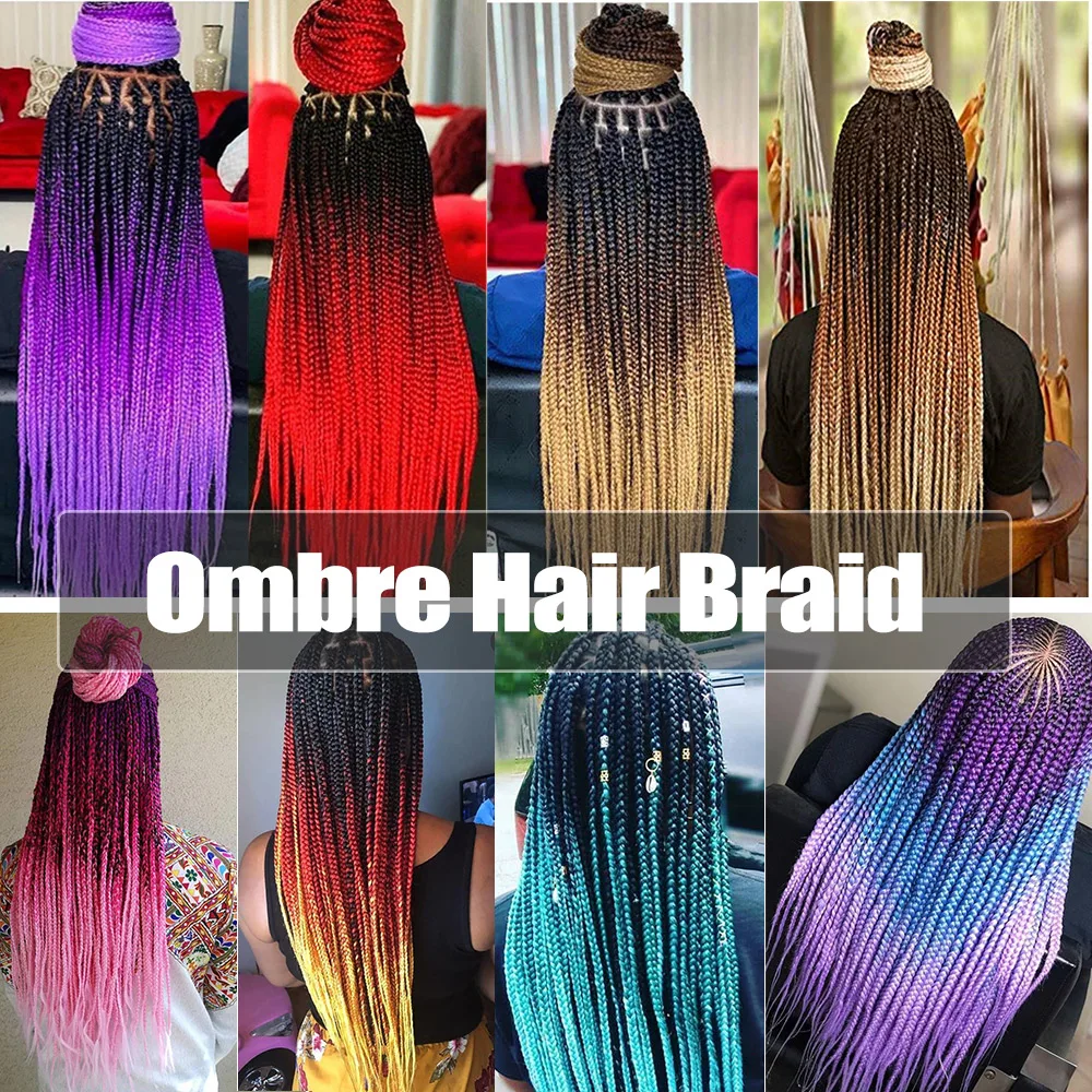 Alororo Synthetic Kanekalon Hair 24 Inch Ombre Extensions Hair for Braids Afro Blue Pink Purple Crochet Braiding Hair Wholesale