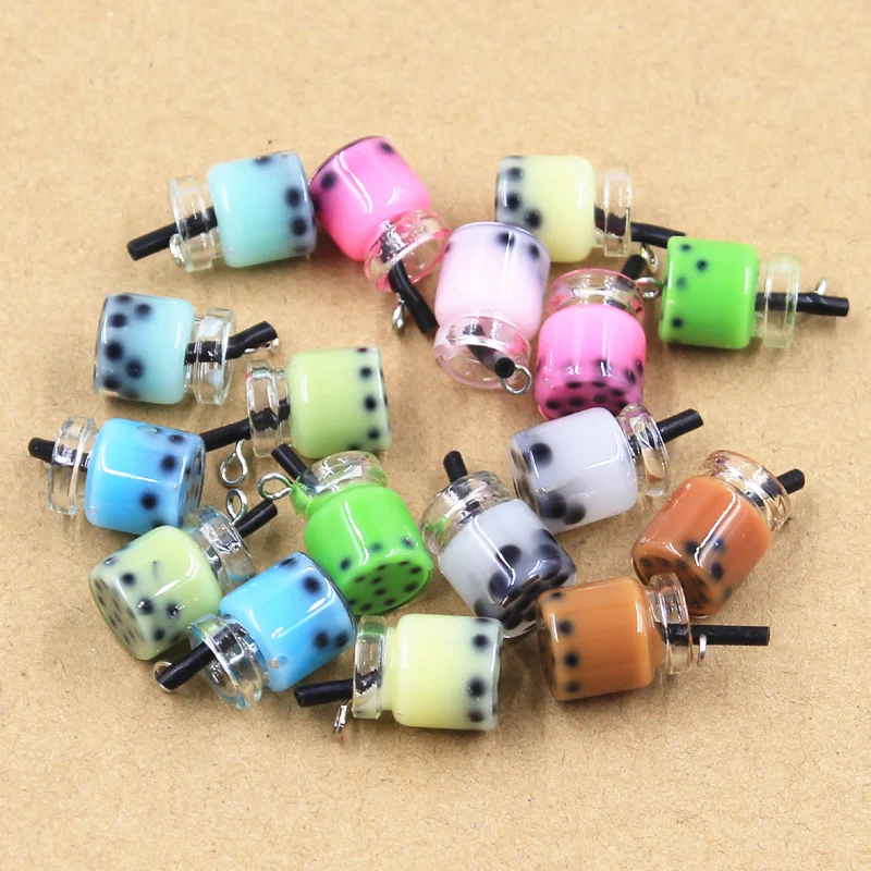 10pcs Charms Pearl Milk Tea 14x11x11mm Pendants Crafts Making Findings Handmade Jewelry DIY for Earrings Necklace
