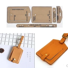 1 Set DIY Leather Handmade flip Luggage Tag Sewing Pattern Hard Kraft Paper Stencil Template