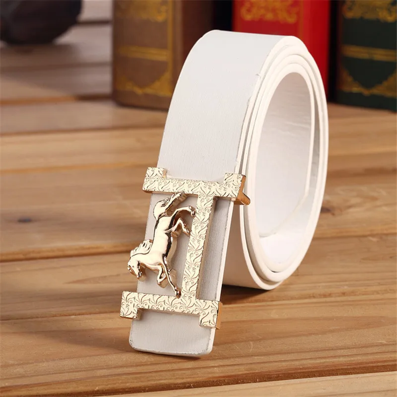 Brand Designer Belt For Men Gold Buckle Belt Luxury Horse Smooth Buckle Strap Belt For Men and Women Waistband