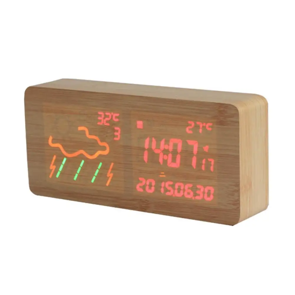 

New Creative Smart Weather Alarm Clock WIFI Luminous Bedside Weather Clock Mute Stylish Led Alarm Clock In Color Box