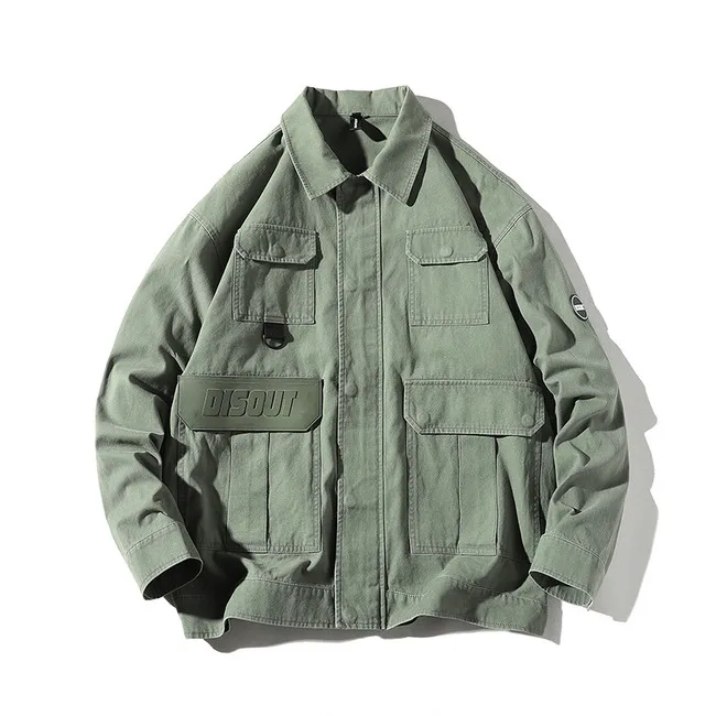 Green Misniki Denim Jacket MenStreetwear Turn Down Collar Jacket Casual Long Sleeve Coat Hip Hop Men Cargo Jackets JP41 - Цвет: Green