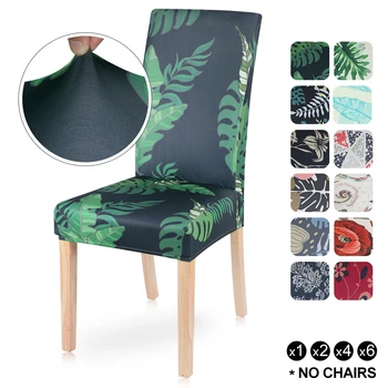 

1Pc Printed Dining Chair Protector Cover Elastic Dining Seat Slipcover Stretch Removable Washable For Hotel Wedding