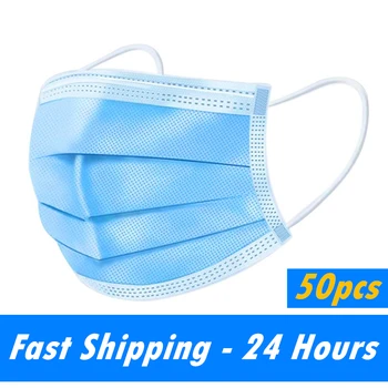 

3ply 50pcs 100pcs Meltblown Anti Pollution Disposable Laye Hygiene Face Dust Fabric Mask masque Facemask Mouth Cap Filter 50 pcs