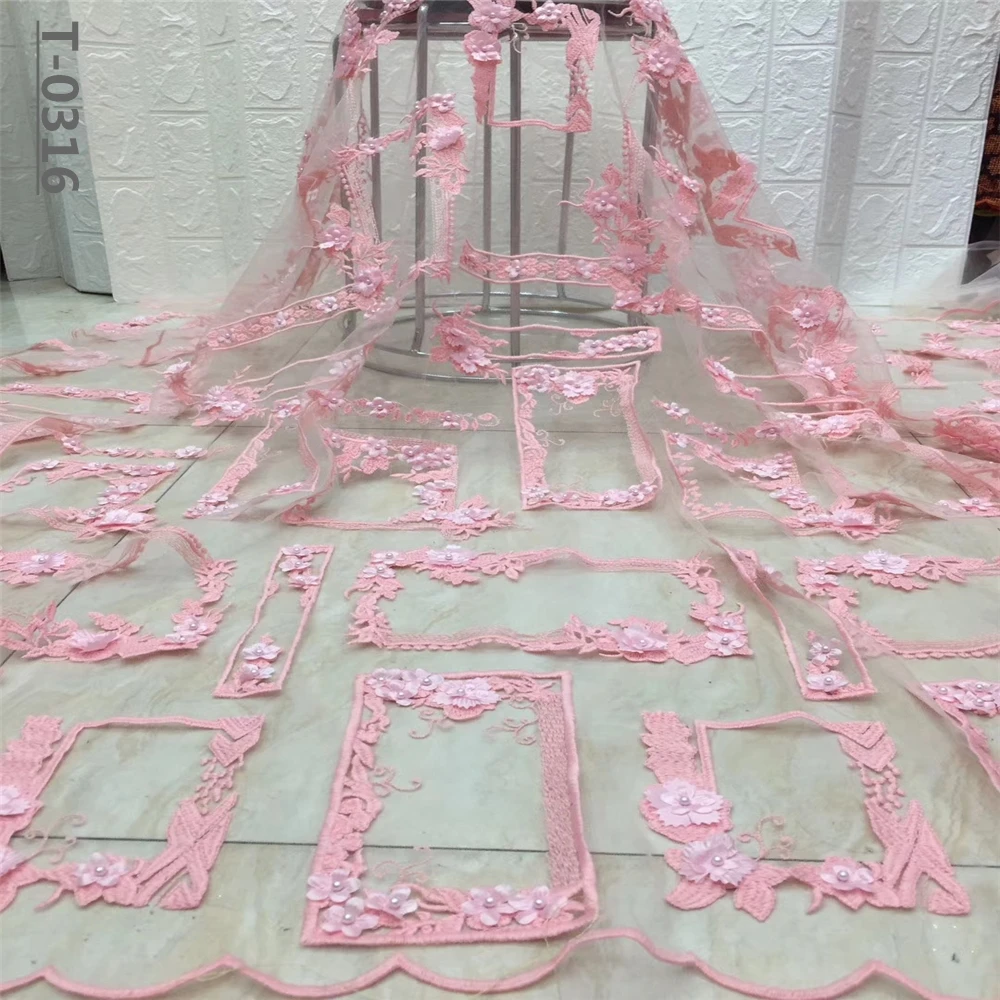 Бисером французский африканский 3d цветок кружева вышитые Ткань высокое качество белое вино Свадебный тюль сетка нигерийские Свадебные Кружева