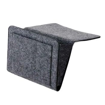 

Bedside Felt Storage Bag with Pockets Bed Sofa Desk Hanging Organizer for Phone Magazines Tablets Remotes LKS99