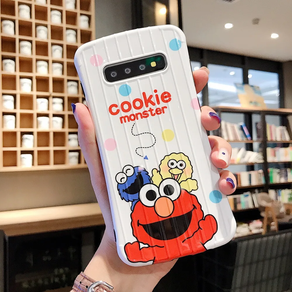 Противоударный чехол с мультяшным рисунком Улица Сезам для samsung Galaxy S10 Plus S8 S9 модный дизайн чемодана чехол для samsung Note 10 Plus 9