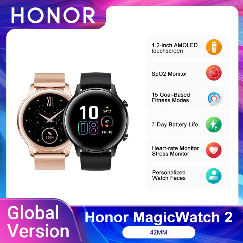 Глобальная версия Honor Magic часы 2 Смарт-часы для женщин 42 мм уровень кислорода в