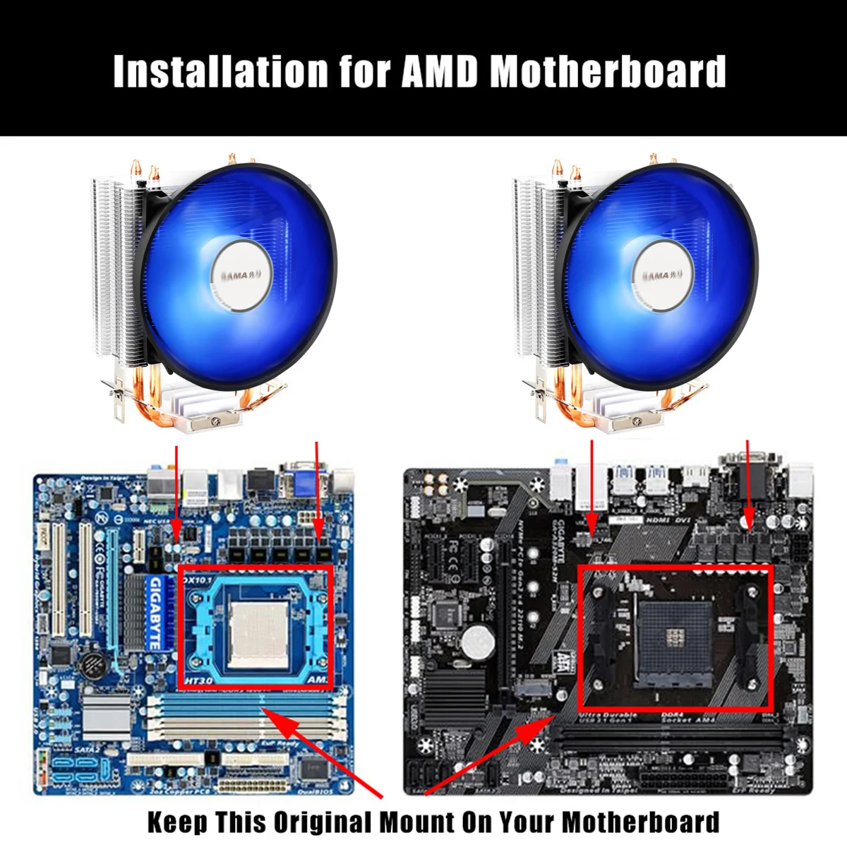 Sama Tubos de Calor Cpu Cooler Rgb 120 mm 1600rpm pc Radiador Silencioso para Intel Lga 1150 1151 1155 Amd Am3 Am4 Cpu Ventilador de Refrigeração Ventiladores e resfriadores - Imagem 5