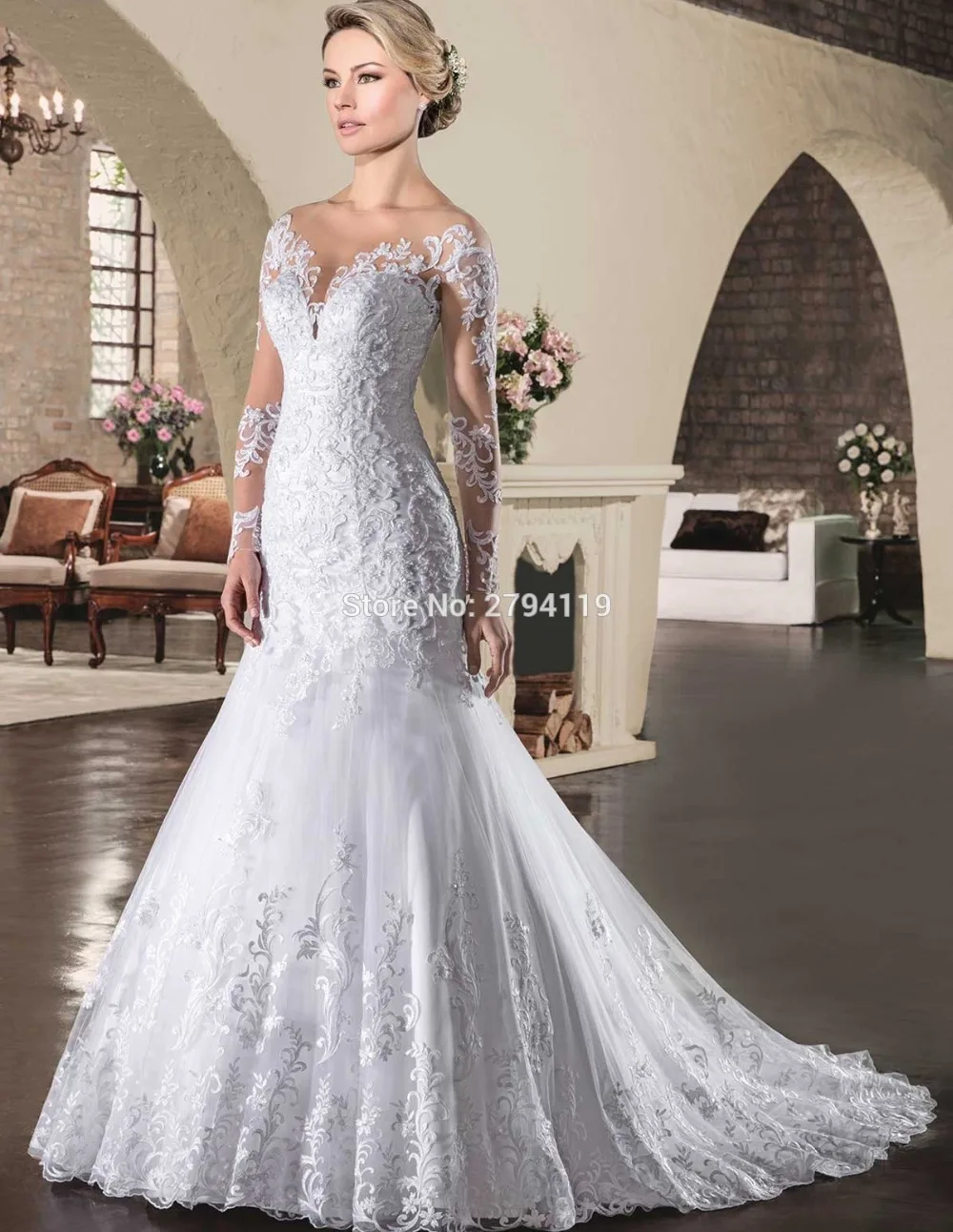Свадебное платье с короткими цельнокроеными рукавами в стиле русалки, сексуальное платье с круглым вырезом и открытой спиной для свадьбы