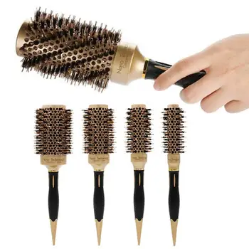 

4 size Ceramic Iron Hair Brush Anti-static High Temperature Resistant Round Barrel Comb Hairstyling Drying Curling Tool