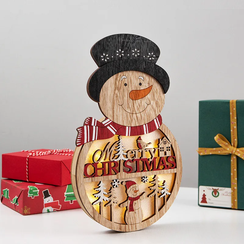 1 шт. светодиодный светильник снеговик, рождественские украшения для дома, рождественская елка, деревянный подвесной светильник с орнаментом, настольный декор, подарок на год, navidad