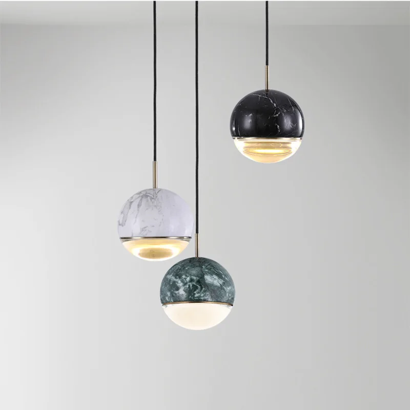 Us 98 0 Modern Creative Marble Ball Bedroom Chandelier Designer Light Luxury Art Restaurant Black White Dark Green Chandelier Light In Pendant