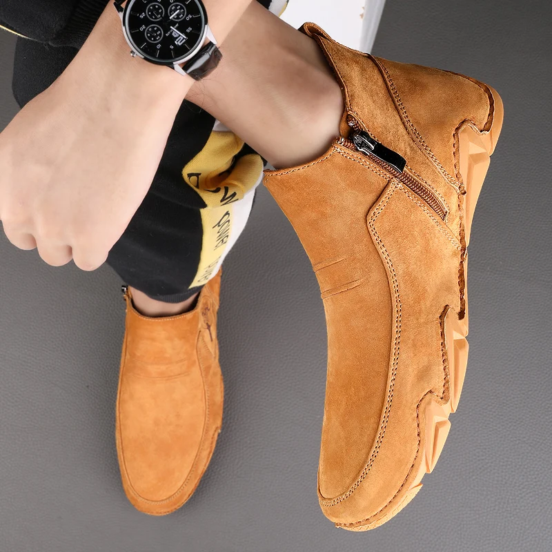 

Brand Autumn High Quality Soft Shoes Man Casual Driving Shoes Slip On Lazy Men Flats Moccasins Loafers Plue Size Winter Warm Fur