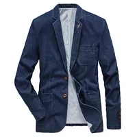 M-4XL Denim Blazer Men Jacket Cotton Autumn Spring Fashion Male Clothes Slim Fit Business Jean Coats Men Casual Suits  MY189 1