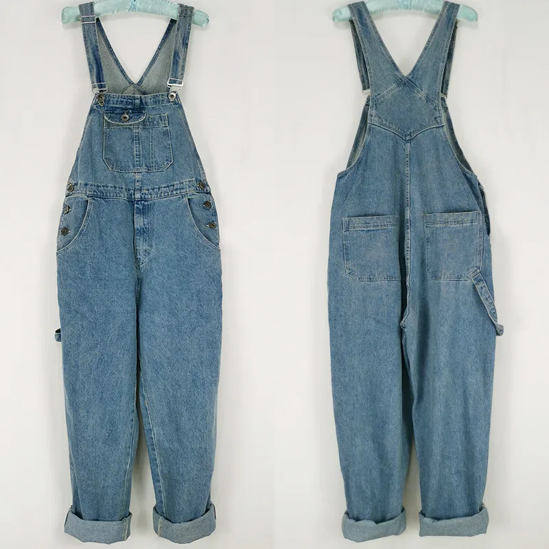 Jumpsuit Women Denim Overalls Women's Loose one-piece Korean Retro jumpsuit large size Loose jeans More sizes 30-44 46