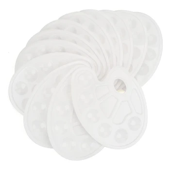 

12 Pieces Plastic Watercolor Oil Palette Painting Tray with Hand Shank 6 Round Wells and 4 Rectangular Wells, White