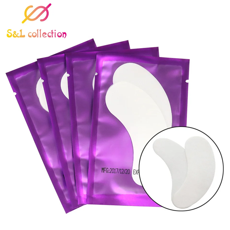 purple Eyelash Extension Paper Patches Grafted Eye Stickers Eyelash Under Eye Patch Eye Skin Care Hydrogel Eye Patch - Color: purple