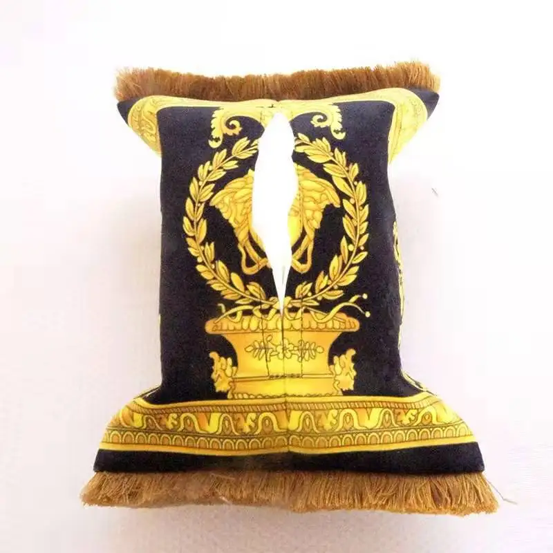 

European Portable Tissue Box case Pouch Holder Decoration Velvet Dispenser Storage Bag Home Car Desktop Napkin Paper Container