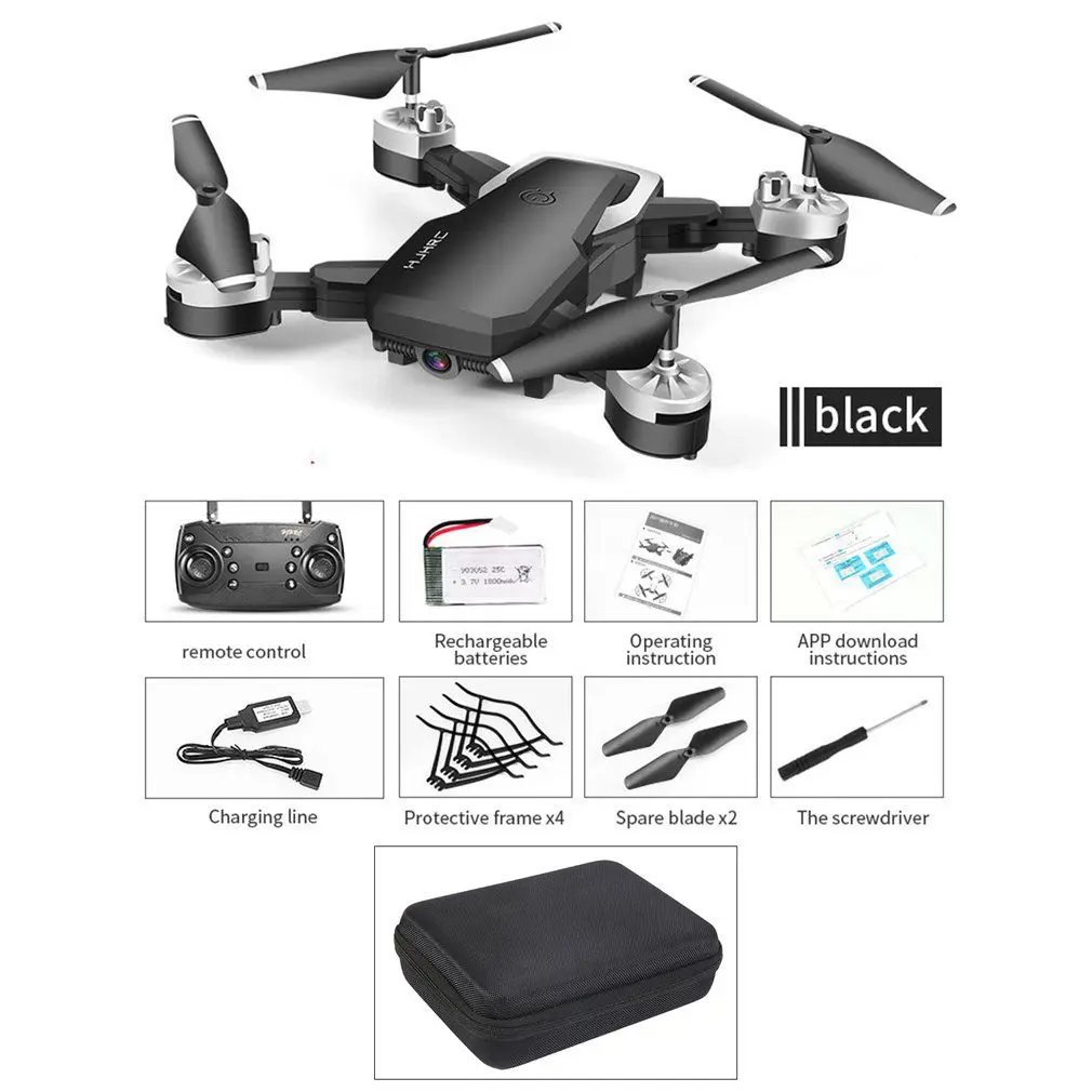 HJ28 складной Радиоуправляемый Дрон 4 канала Wifi 2MP/5MP fpv-камера на дроне высоты удержания жеста фото/видео RC Квадрокоптер - Цвет: 2MP Bag Black