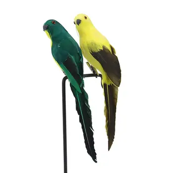 

20cm Handmade Simulation Parrot Garden Decor Creative Feather Lawn Figurine Ornament Animal Bird Garden Bird Prop Decoration