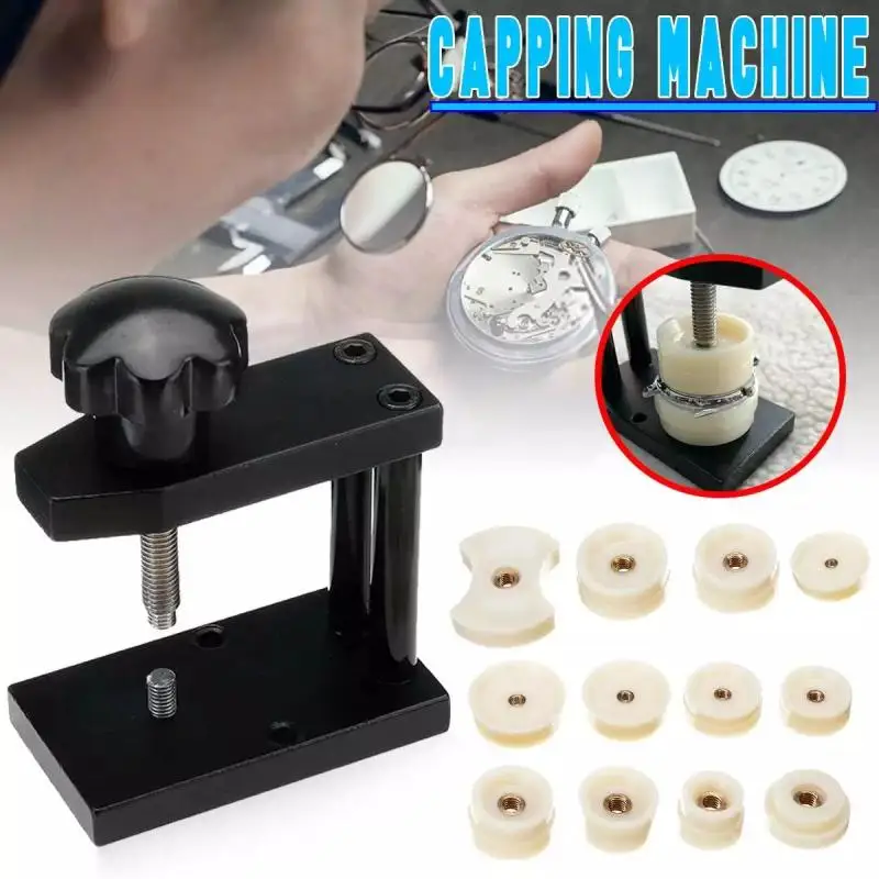 

12 Die Watch Repair Kit Tool Watch Back Cover Pressing Machine Watch Repair Tool Set Screw Capping Machine Black Capping Machine