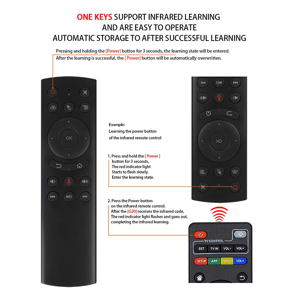 G20 Air Mouse Gyrocope smart Google Voice Sensing 2 4G IR Learning RF универсальный пульт дистанционного