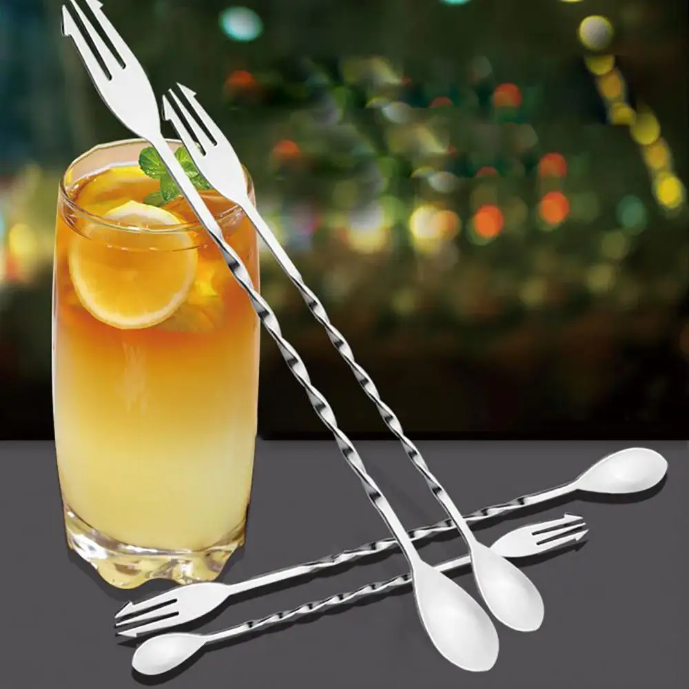 Spoon Double-ended Spiral Cocktail Coffee Stirring Stainless Steel Long Handle Spoon Bar Tools Coffee Accessories