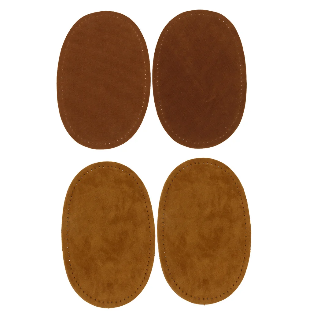 2 Pairs Suede Fabric Sew-On Repair Patches Applique Elbow Knee Patches Jeans Patches Brown/Camel