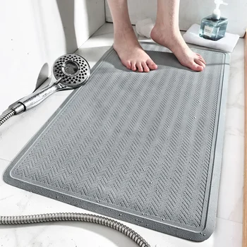 

16 inch x 28 inch Bath Shower Floor Mat with Suction Cup Non Slip Resistant, Stall Mat For Bathroom -Grey
