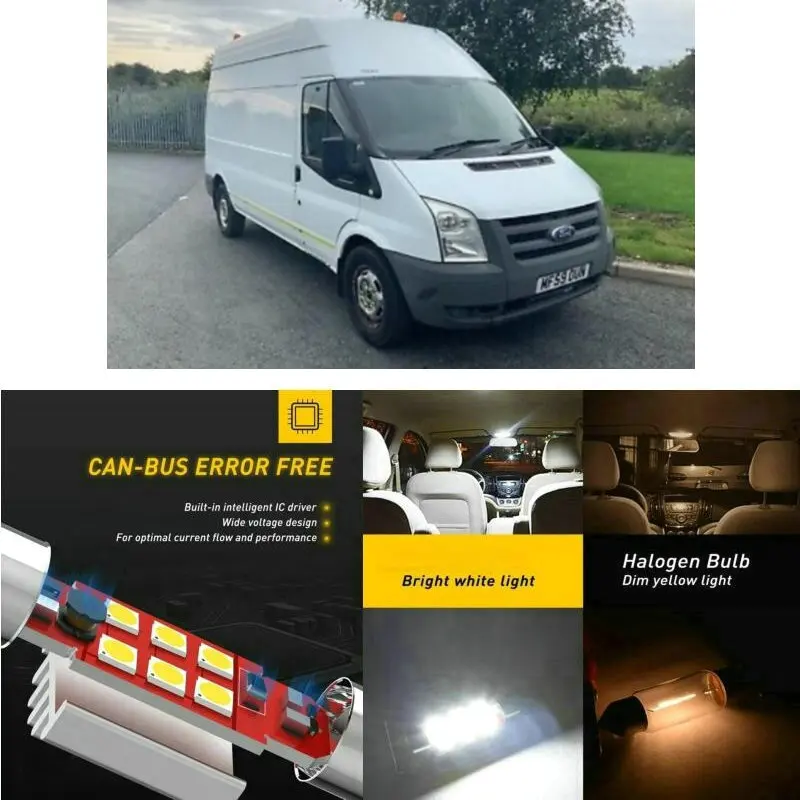 

LED Interior Car Lights For Ford transit box bus connect p65 p70 p80 box car accessories lamp bulb error free