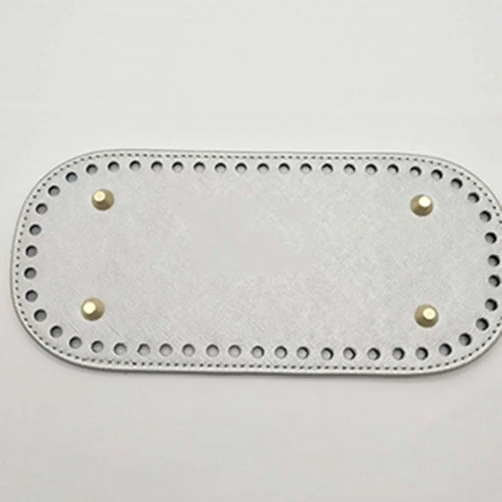 Long Bottom For Knitted Bag PU Leather Bag Accessories Handmade Bottom With 52 Holes DIY Crochet Bag Bottom 22x10cm