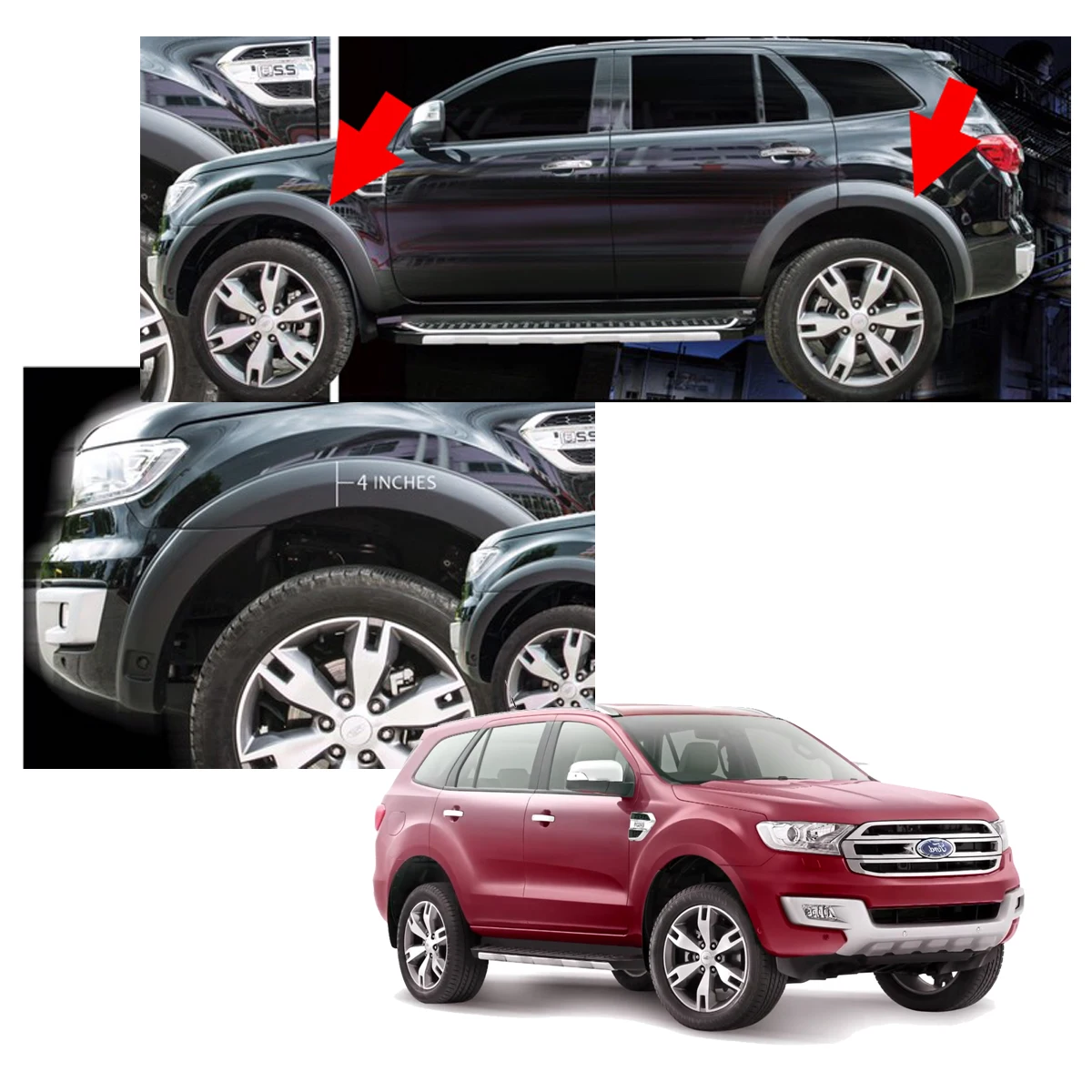 Крылья колесная арка арок ДЛЯ Ford Everest матовый черный - Цвет: With sensor hole