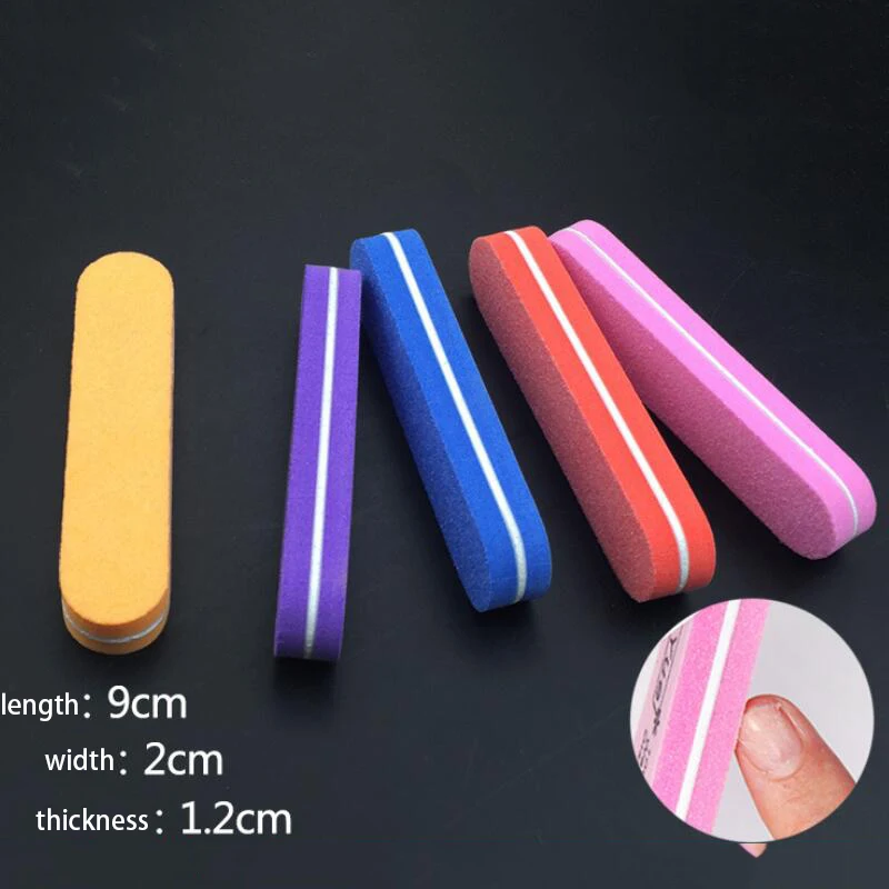 

40pcs NailFile Double Side Nail Buffer 100/180 Nail Files Sanding Tools Washable Sponge Grit Buffing Random