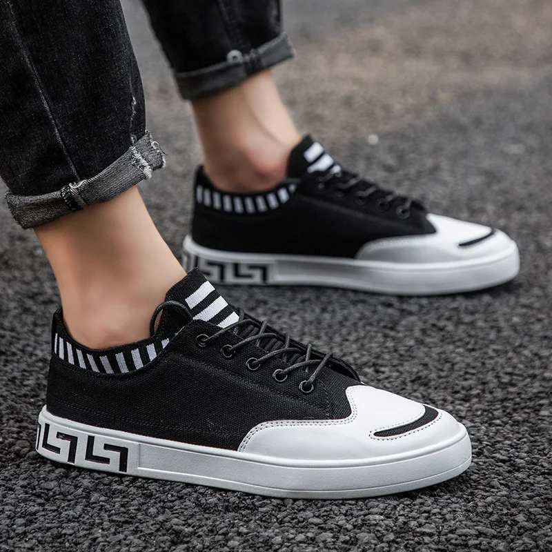 

2019 Summer Quality MEN'S SHOES Open Laugh Canvas Shoes Versatile Foot Covering wa zi xie Breathable Casual MEN'S Flat Shoes