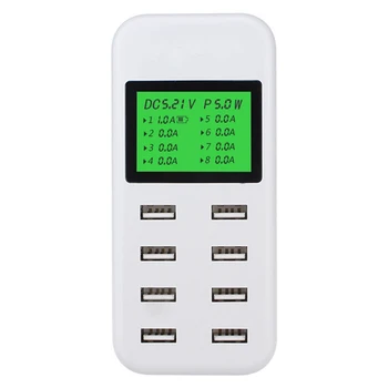 

8-Port Smart USB Charger AC Wall Charger Hub Fast Charging Station With LCD Display For Samsung Xiaomi Phone Tablet Charger