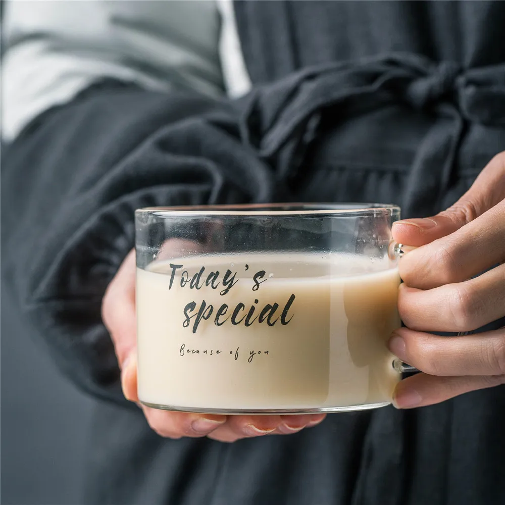 Творческий шик Стекло кружка с буквенным принтом “Milk” сока чашка для воды кофе