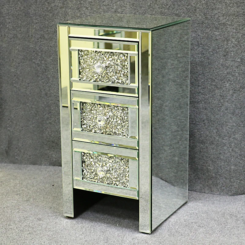 

Mirrored Bedside Cabinet/Bedside Table/Chest of 3 Drawers Bedroom Nightstand 60*28.5*30CM Fast delivery