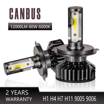 

H4 Led Canbus External Drive Turbo Led H7 H1 H3 9005 9006 H8 H9 H11 Led Headlight 80W 12000LM Mini Size Car Headlight Led Bulb