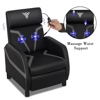 

Racing Gaming Chair Massage Sofa Recliner Footrest Leather Home Theater Seating