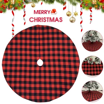 

Red and Black Plaid Christmas Tree Skirts Xmas Tree Double Layers Skirts for Christmas Decorations Indoor Outdoor LBShip