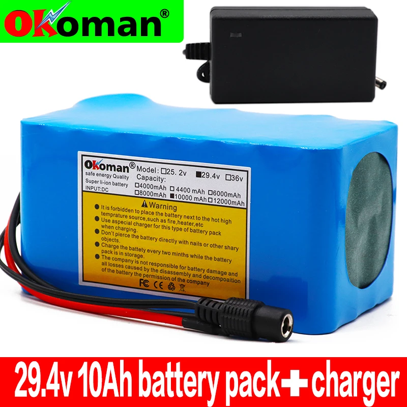 24V 10ah Электрический велосипед литий-ионный аккумулятор 29 4 V 10000mAh 15A BMS 250W 350W 18650