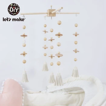 

1 Pc 0-12 Months Baby Mobile Crib Bed Bell Rattle Toy Natural Wooden Beads Wind Chime Pendant DIY Crafts Accessories Decorative