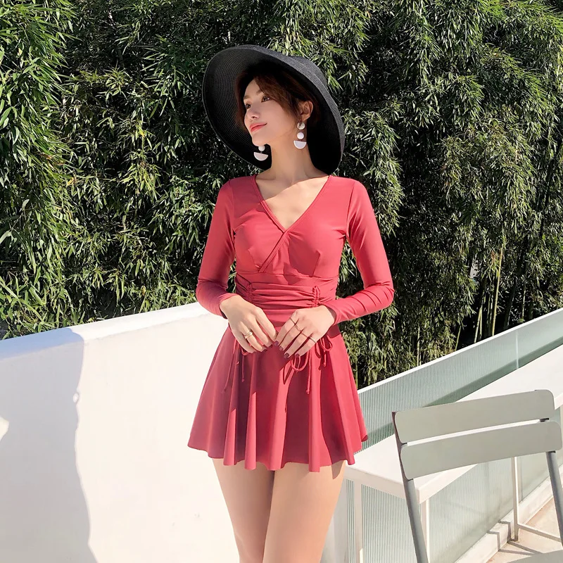 Trajes De Bano Mujer, купальный костюм для женщин, одежда для плавания размера плюс, закрытый бикини, одежда для подростков, длинный купальник, женский, пуш-ап, модный