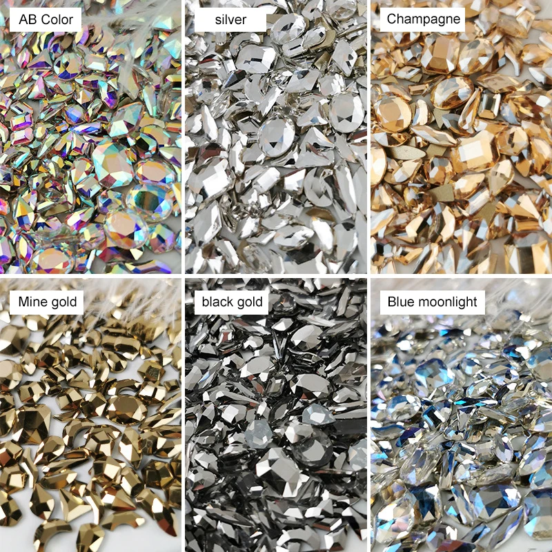 

AB Crystal blend Nail Art, rhinestone, flat-back gems for nail Art, 3D decorations, do-it-yourself manicure