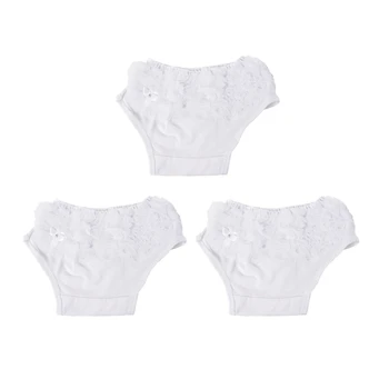 

3 Pack White Baby Girl Ruffle Bloomers Panties Diaper Cover
