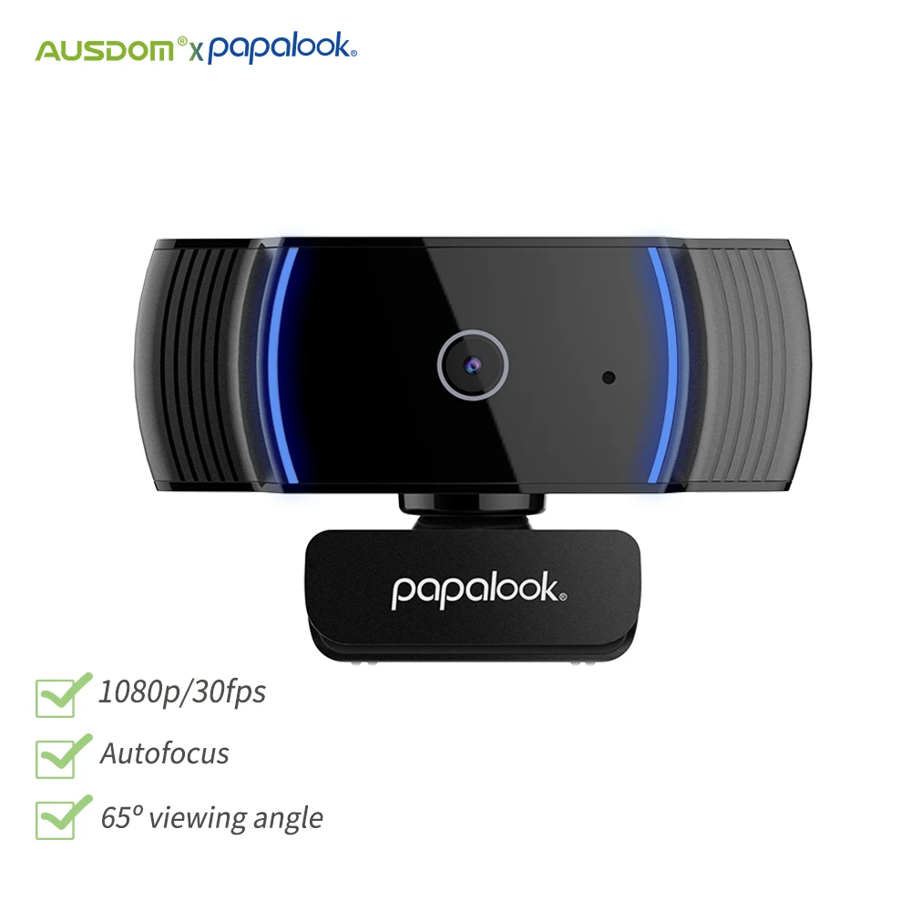 Cámara Web de enfoque automático PAPALOOK AF925, Webcam HD 1080P con micrófono, de 5 capas Lente de Cristal, enchufe USB, para ordenador, Mac y portátil