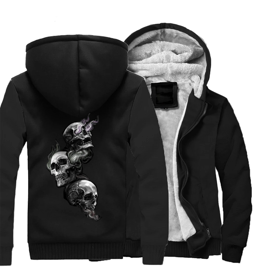 

Skull Streetwear Hoodies Saitama Sweatshirt Men Fleece Thick Hooded Sportswear Coat Hoodie Jackets