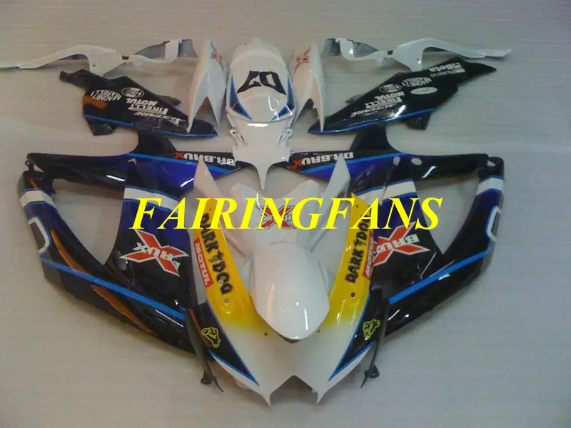 Литья под давлением обтекатель комплект для GSXR600 750 K8 08 09 GSXR 600 GSXR750 2008 2009 Белый Синий Обтекатели кузова+ подарки SA18